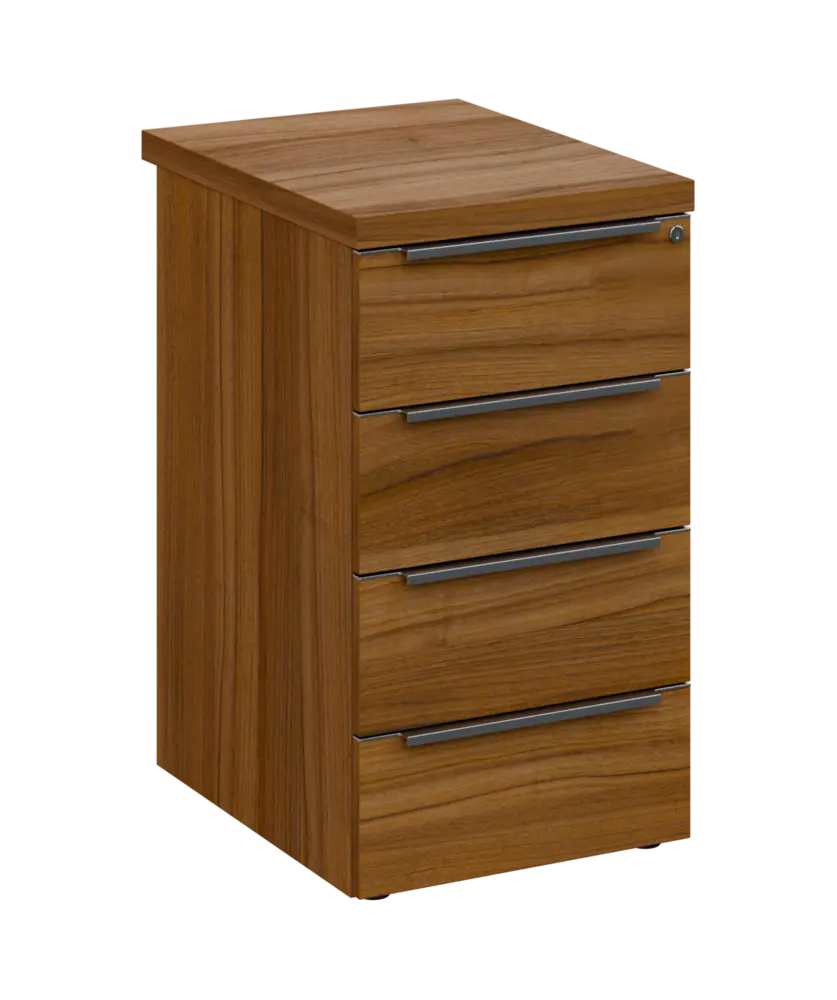 SIKC - 61 kontejner přístavný, 4-zásuvkový, deska 36 mm, centrální zámek, ořech světlý